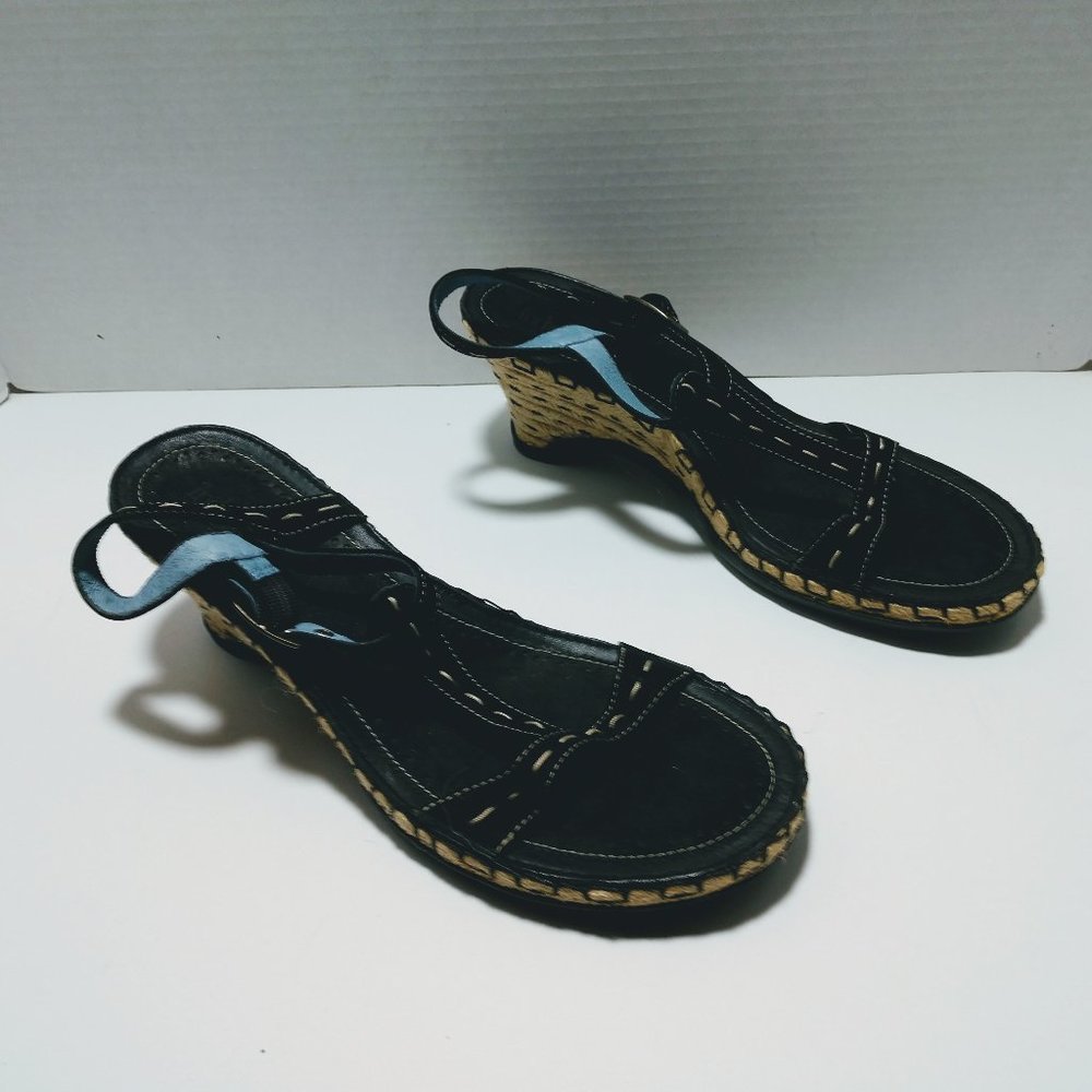 Clarks Indigo Black Leather Slingback Sandals